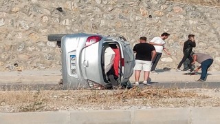 Kütahyada takla atan aracın sürücüsü yaralandı