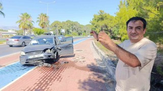 Lastiği patlayan otomobil takla attı, sürücü burnu bile kanamadan araçtan çıktı