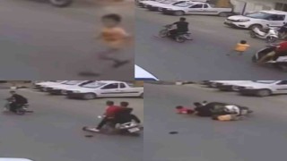 Mersinde yola fırlayan çocuğa motosikletler çarptı