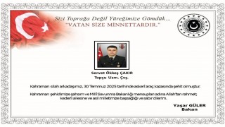 MSB: Edirnede meydana gelen araç kazasında 1 asker şehit oldu