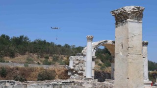 Muğla Stratonikia Antik kentini etkileyen zirai alan yangını kontrol altına alındı