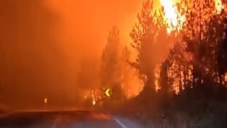 Orman yangınını söndürürken alev kapanında kaldılar