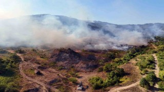 Sakarya-Düzce sınırındaki yangın bölgesi havadan görüntülendi