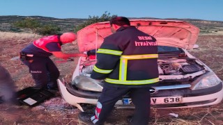 Şarampole yuvarlanıp alev aldı: 1 yaralı