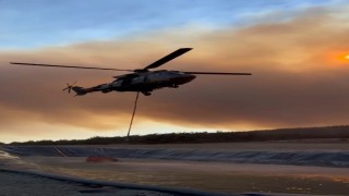 Şarköyde zamanla yarış: Helikopterler yangınla mücadelede suyu havuzdan alıyor