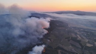 Şarköydeki orman yangını günün aydınlanmasıyla havadan görüntülendi