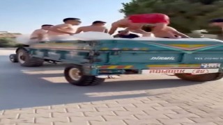 Seyir halindeki traktörün römorkunda tehlikeli serinlik