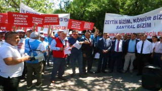 TES-İŞ ve Muğla Milaslı muhtarlardan maden yasasındaki düzenlemelerle ilgili TBMM önünde destek