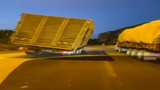 Trafikte tehlike saçan kamyon