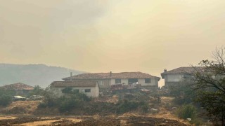 Uşakta havadan ve karadan müdahale edilen orman yangınında 1 köy tahliye ediliyor