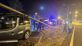 Vanda kamyonet, aydınlatma direğine çarptı: 3 yaralı