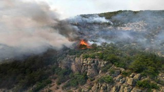 Yangın bölgesi havadan görüntülendi