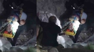 Yaralı şahıs kayalıklardan aşağı güçlükle sedyeyle taşınarak kurtarıldı