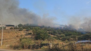 Yerleşim yerine yakın mesafede çıkan yangın büyümeden söndürüldü