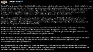 AK Parti Genel Başkan Vekili Ala: İsrailin eylemlerini durduracak adımlar atmaya davet ediyoruz
