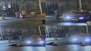 Anne ve kızına otomobilin çarptığı kaza kamerada