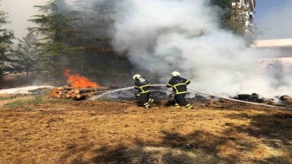 Apartmanın bahçesinde korkutan yangın