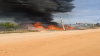 Araç denetim istasyonu alev aldı