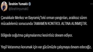 Bakan Yumaklı: Çanakkale Merkez ve Bayramiçteki orman yangınları kontrol altına alınmıştır