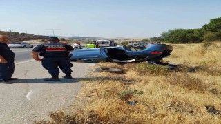 Balıkesirde otomobil kaza sonrası ters döndü; 1 yaralı