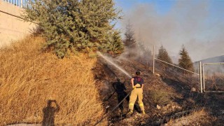 Balıkesirde otoyol kenarında ot yangını korkuttu