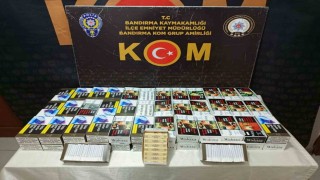 Bandırmada kaçak makaron operasyonu