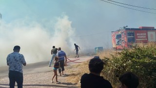 Bandırmada NATO Dolum Tesisi yakınında çıkan yangın söndürüldü
