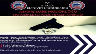 Bingölde ruhsatsız tabanca  ve uyuşturucu ele geçirildi
