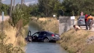 Boluda otomobil sulama kanalına uçtu