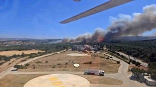 Çanakkalede tarım arazisinde başlayan yangın ormanlık alana sıçradı