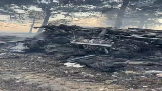 Çanakkalede yanan itfaiye aracı hurdaya döndü