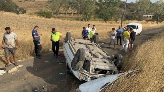 Çorluda otomobil takla attı: 1 yaralı