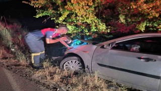 Çorumda kontrolden çıkan otomobil ağaca çarptı: 2 yaralı