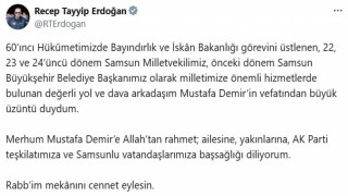 Cumhurbaşkanı Erdoğandan Mustafa Demir için taziye mesajı