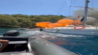 Dalamanda özel tekne denizin ortasında cayır cayır yandı