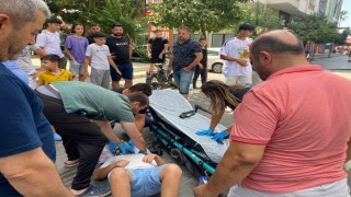 Devrilen elektrikli bisikletin sürücüsü çocuk yaralandı