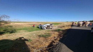 Diyarbakırda minibüs yol kenarına devrildi: 1 yaralı