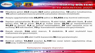 Elazığda 1 haftada 243 asayiş olayında,  261 şüpheli yakalandı