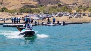Elazığda sahibiyle jet ski turu atan köpek gülümsetti