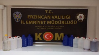 Erzincanda 42 litre kaçak içki ele geçirildi