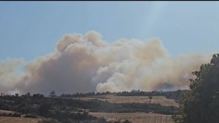 Geliboluda orman yangınına havadan ve karadan müdahale ediliyor