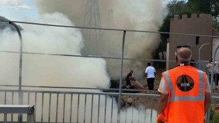 Hamsu köprüsünün yıkım çalışmaları sırasında yangın çıktı