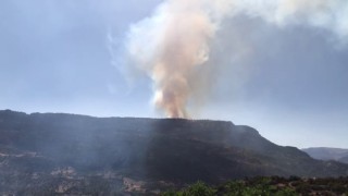 Karamanda çıkan orman yangınına havadan ve karadan müdahale ediliyor