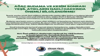 Kartal Belediyesinden ağaç budama ve kesim sonrası yeşil atıklarla ilgili önemli uyarı