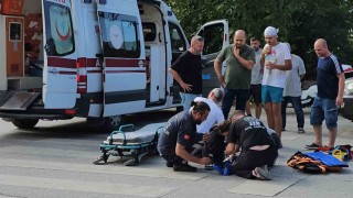 Kontrolden çıkan motosikletten düşen sürücü yaralandı