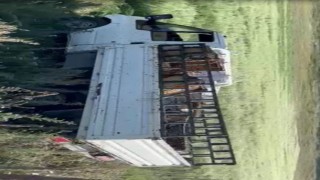 Kovan yüklü kamyonet devrildi, arılar etrafa yayıldı