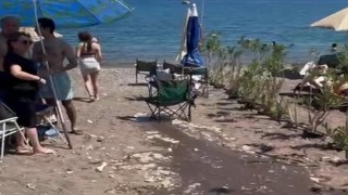 Marmariste otelin havuz suyu halk plajına aktı