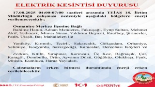 Osmaniye’de 17 Ağustos’ta Elektrik Kesintisi