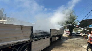 Osmaniyede demir yüklü tırda çıkan yangın söndürüldü