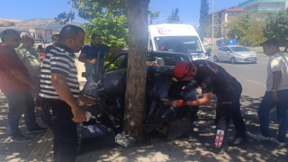 Otomobil ağaca çarptı, sürücü yaralandı